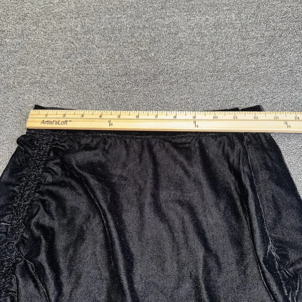 Free People Velvet Mini Skirt Womens 2‎ Black Ruched Coquette Whimsygoth Party